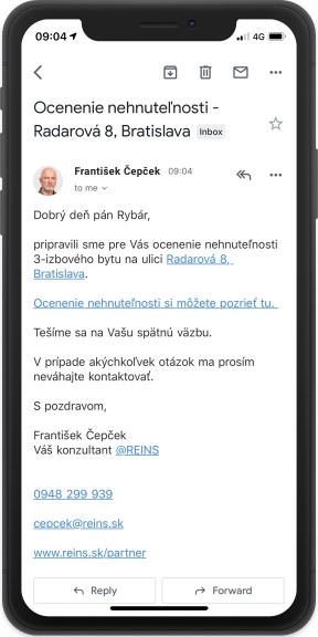 nacenenie nehnutelnosti REINS email cena bytu